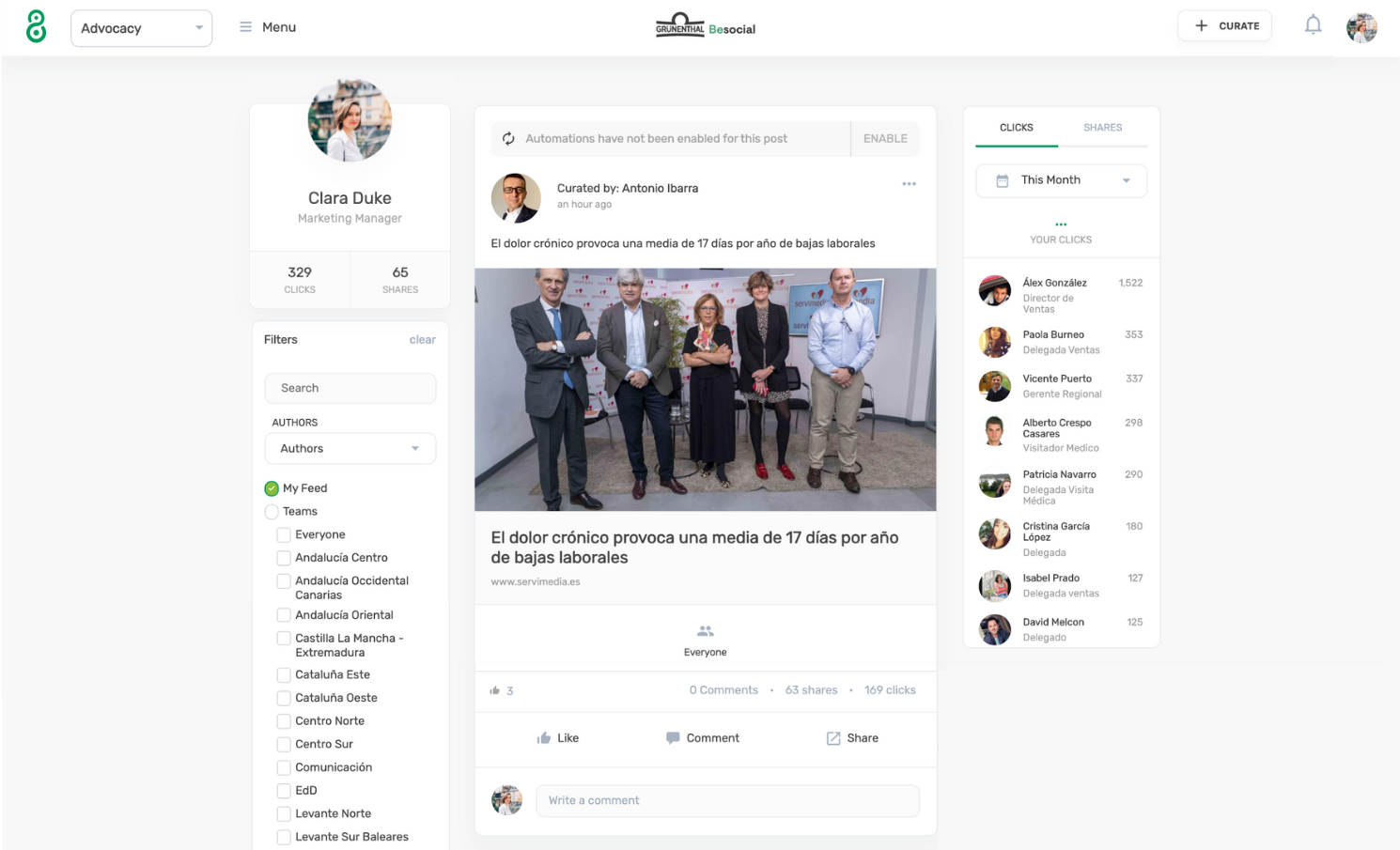 Grünenthal Employee Advocacy with DSMN8