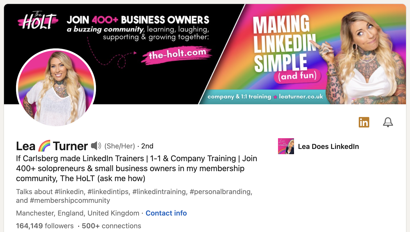 LinkedIn Personal Branding Example - Lea Turner