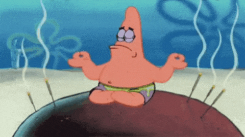 Patrick from Spongebob meditating