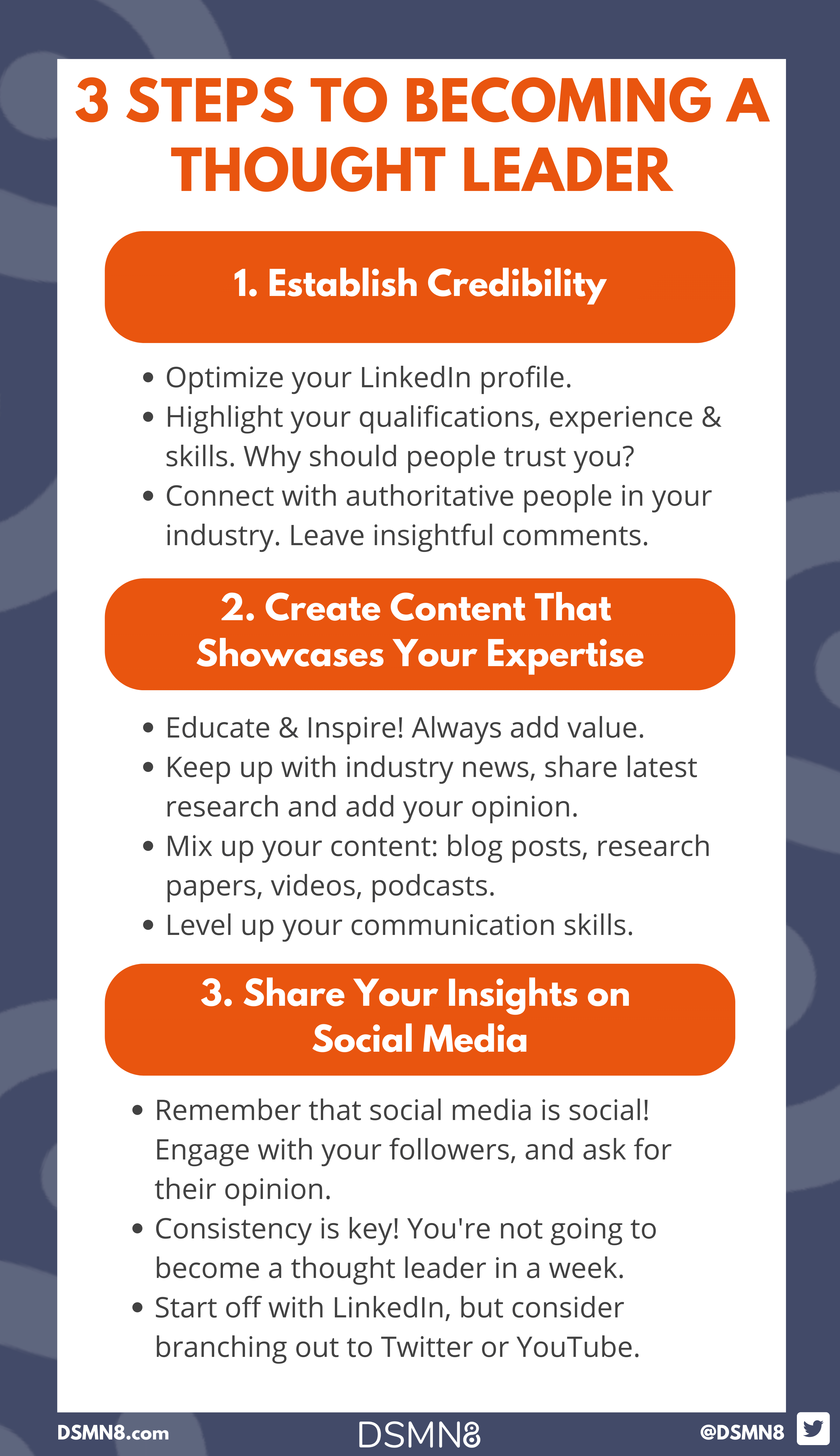 3 Steps To Becoming a Thought Leader Infographic