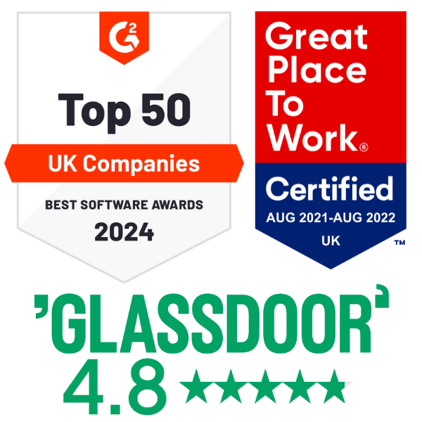 DSMN8 Top 50 UK Software Companies, Great Place to Work, Glassdoor 4.8 2024