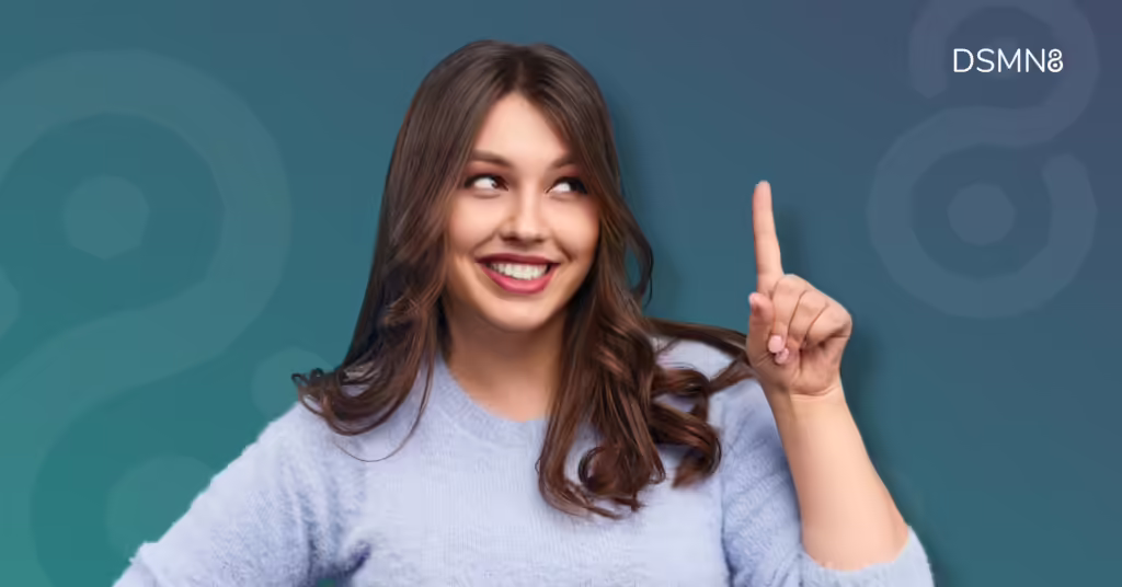 Woman holding finger up thinking about employee advocacy platforms