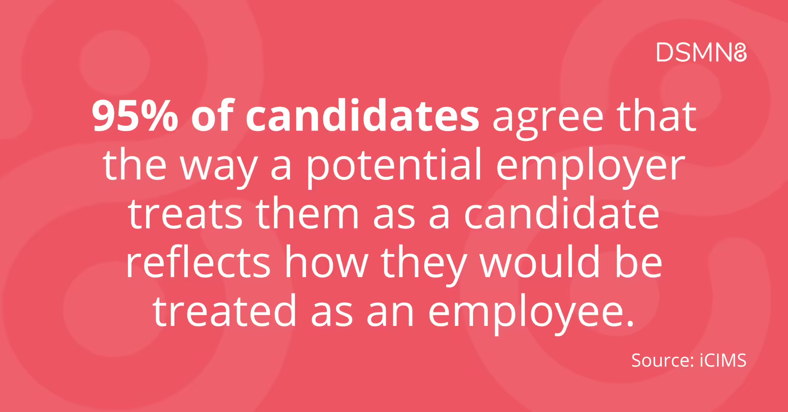 95% of candidates agree that the way a potential employer treats them as a candidate reflects how they would be treated as an employee