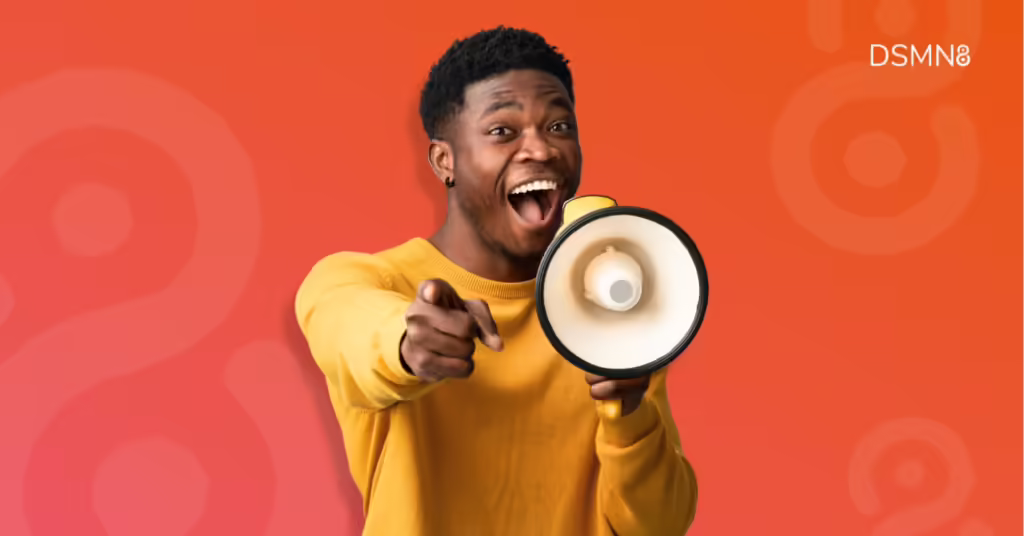 excited man with megaphone