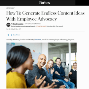 Press & Media 13 forbes how to generate endless content ideas with employee advocacy
