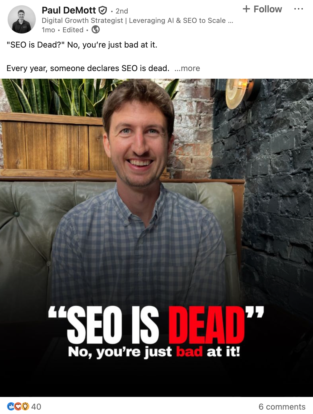 seo is dead linkedin post example