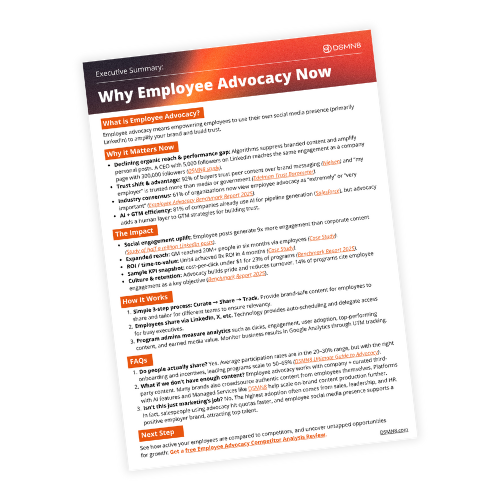Employee Advocacy Templates 8 Executive Summary Why Employee Advocacy Now One-Pager