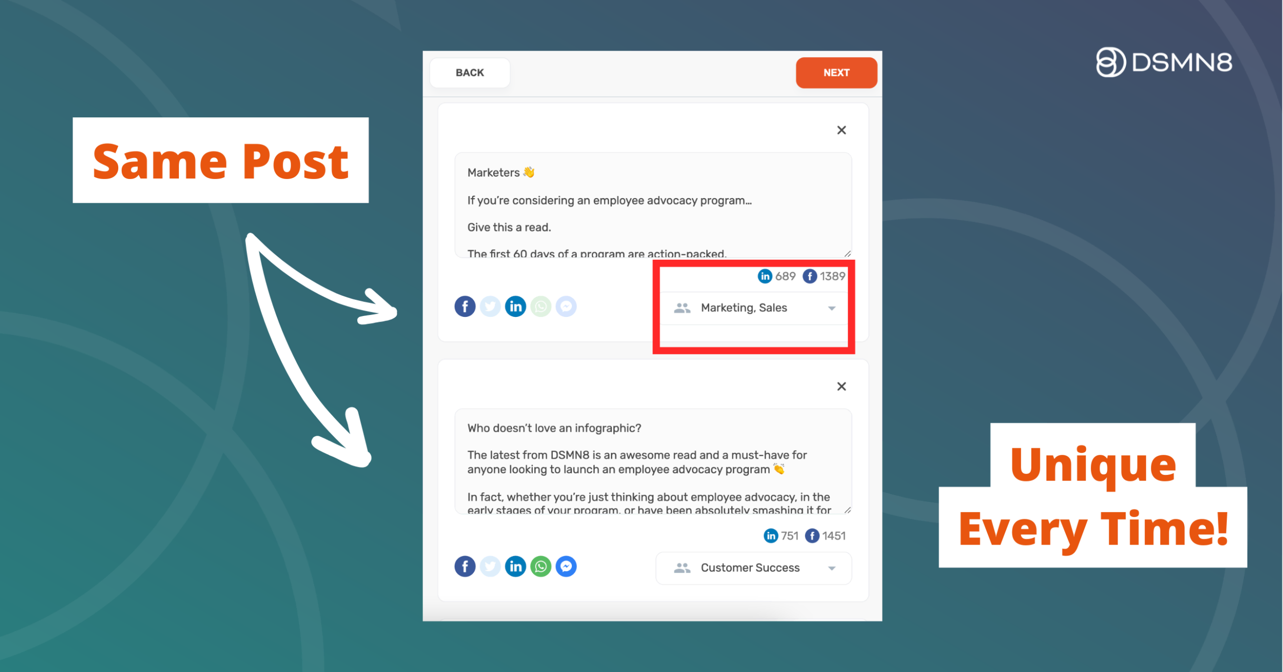 same post unique every time