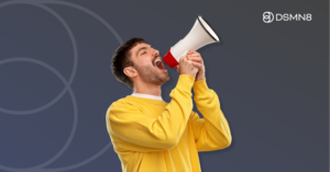 Employee Advocacy Benchmarks for 2026: Report Findings 4 excited employee holding megaphone