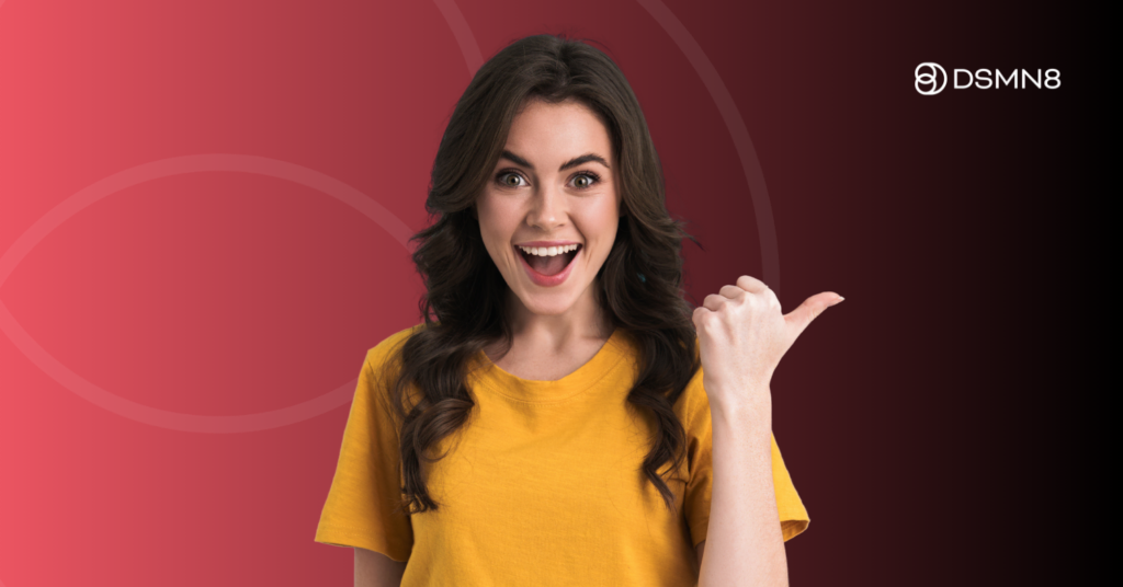 happy employee pointing