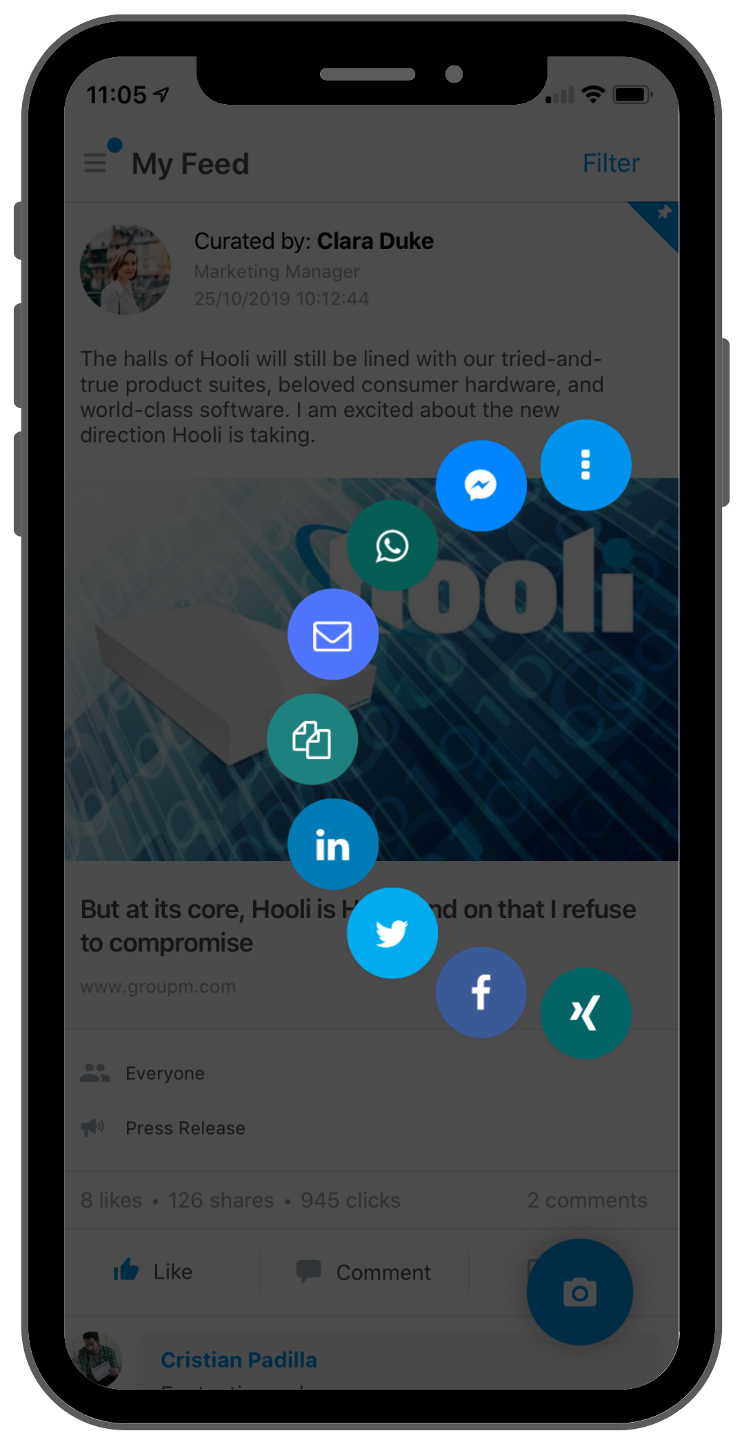 DSMN8 mobile app sharing