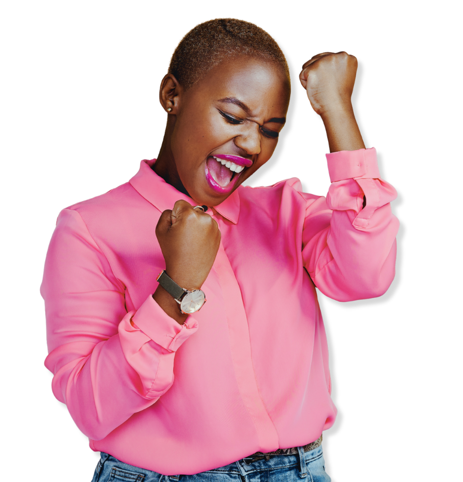 Happy employee celebrating success