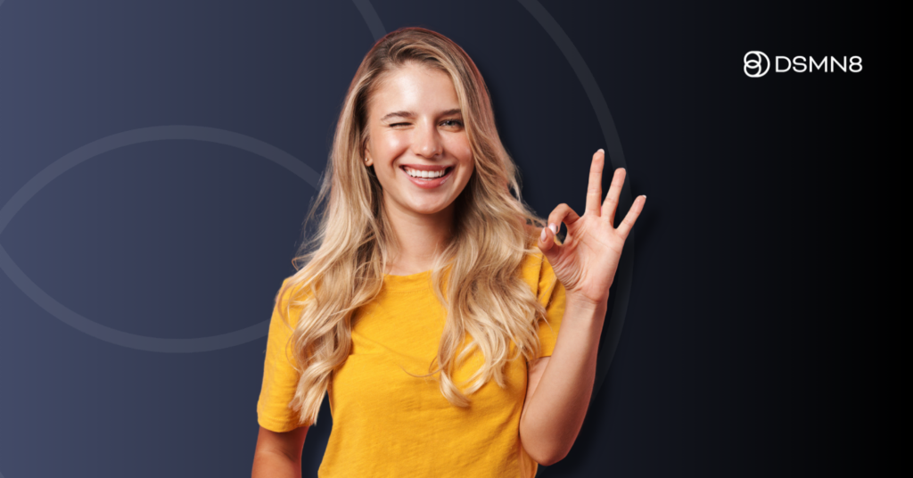 happy employee doing okay sign